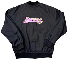 Vintage LA Lakers Spellout Jacket Large Made in USA Snap Front Black High Five