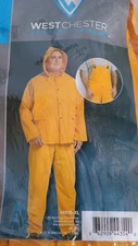 3 PIECE RAIN SUIT HEAVY DUTY YELLOW  RAINSUIT 35MM SIZE XL (46-48 Jacket) NEW  