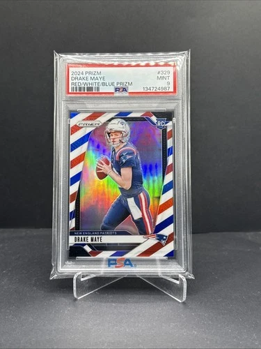 2024 Panini Prizm Red/White/Blue Drake Maye Rookie Card #329 PSA 9 MINT