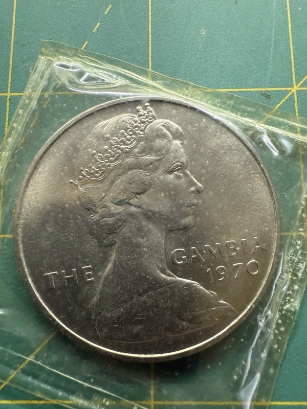 1970 Gambia 8 Shillings coin