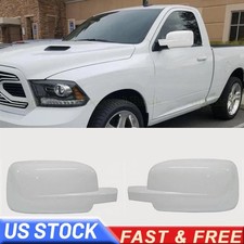 2pcs Gloss White Mirror Covers For 2009-2018 Dodge Ram 1500 Wo Turn Signal