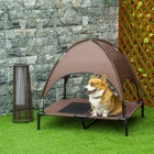 92 cm Elevated Pet Bed Dog Cot Tent with Canopy Instant Shelter Outdoor Brown