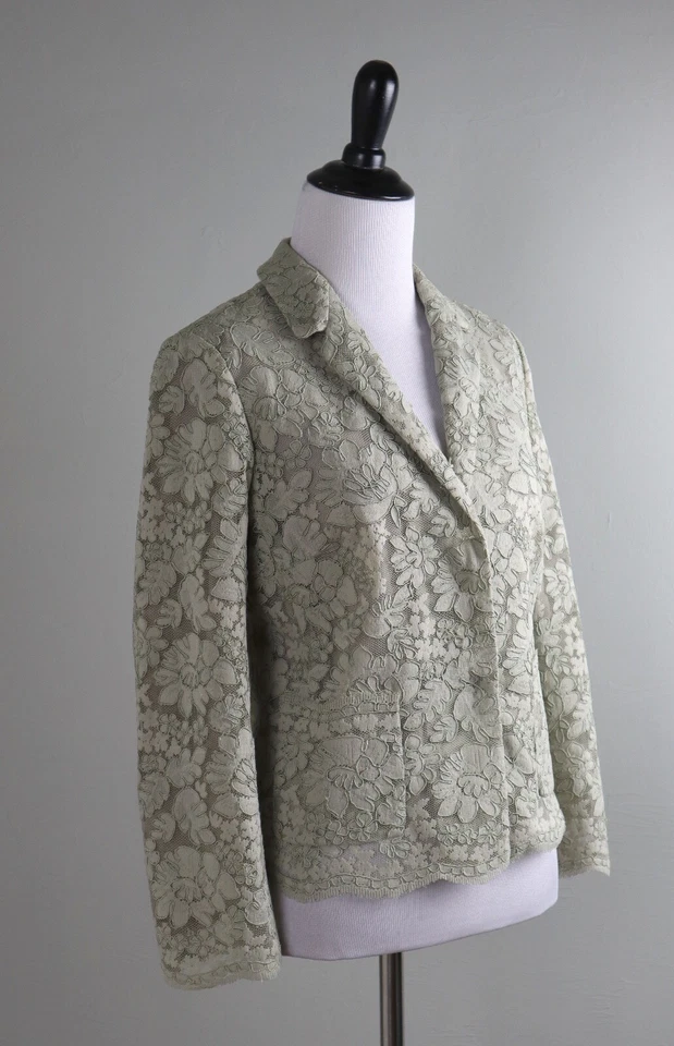 J.CREW коллекции $228 бежевый цветочный кружева с подкладкой свет Blazer куртка верхний размер 2 - Изображение 2 из 4