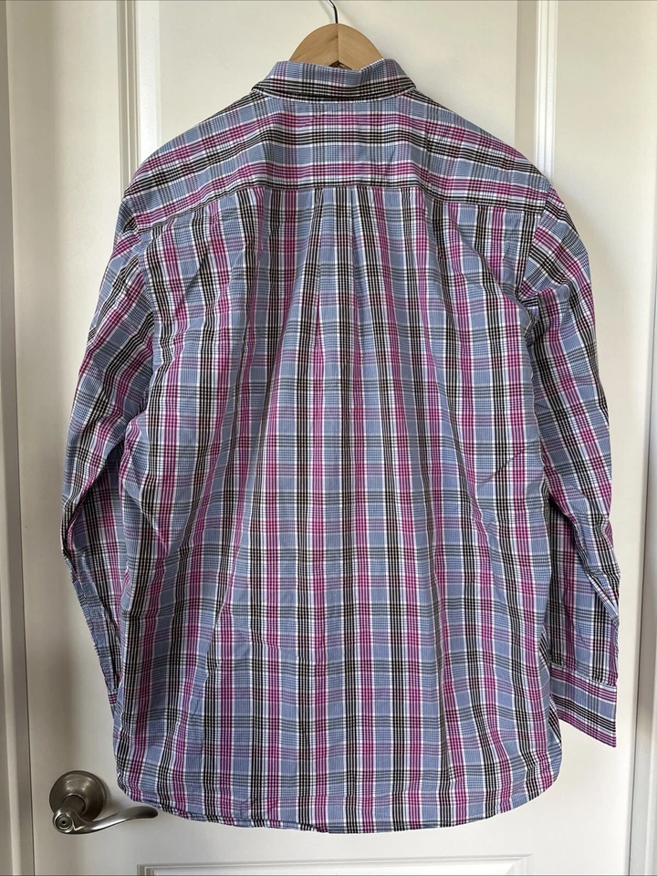 Bugatti Shirt Mens XL 43/44 Pink Brown Blue Button Up Preppy Casual Business — 第 2/4 张图片