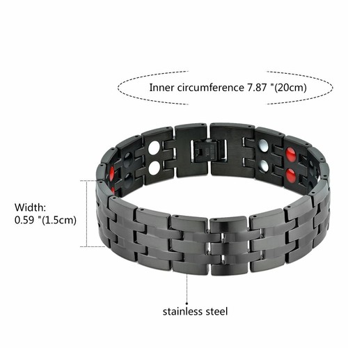 Stainless Steel Magnetic Therapy Health Bracelet Pain Relief Chain Valentine Gif - Picture 4 of 24