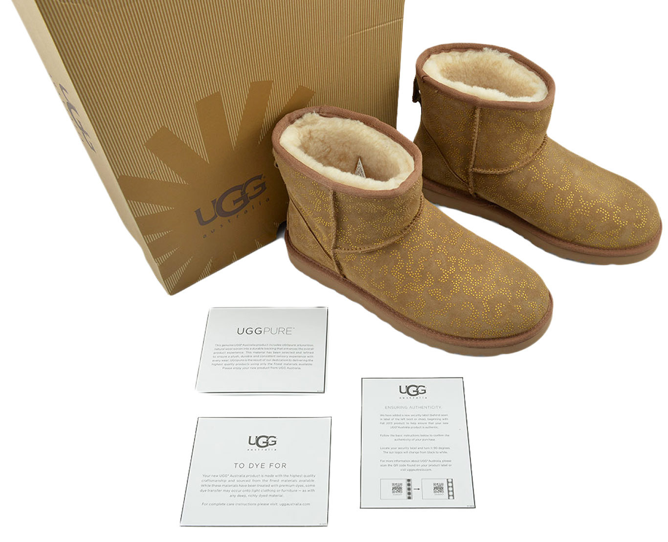 $225 UGG Brown CLASSIC MINI METALLIC CONIFER Mouton Fur Ankle Boots SOLD OUT!!! image 6