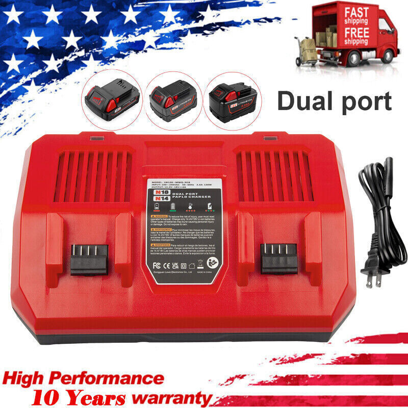 For Milwaukee for M18 18V Li-ion Battery Dual Port Charger 48-59