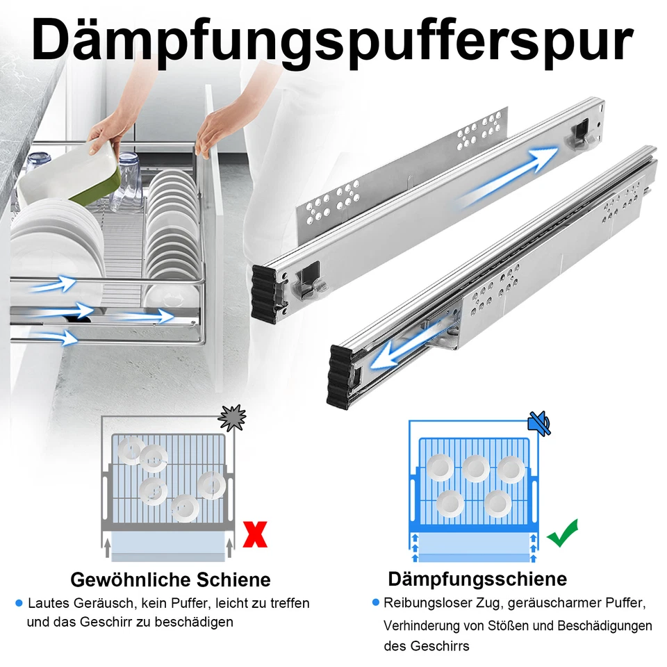 2x Teleskop Schublade Küchenschublade Korbauszug Ausziehbare Schrankauszug Regal - Bild 4 von 4