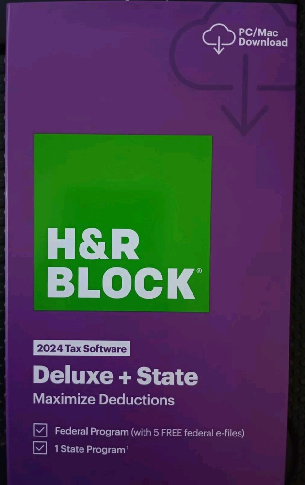 H&R Block 2024 Tax Software Deluxe+state  (Key Card)