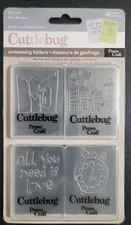 CUTTLEBUG  Provo Craft All Love Embossing Folders 37-1513 Bird Cityscape Clock