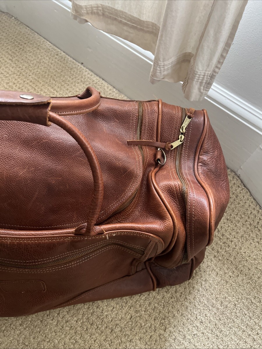 Vintage Orvis All Bullhide Leather XL Duffle Bag Multiple Pockets