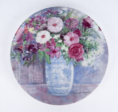 1991 Dawna Barton Vandor Japan Zierteller Blumenarrangement Ø 19,5 cm Neuwertig