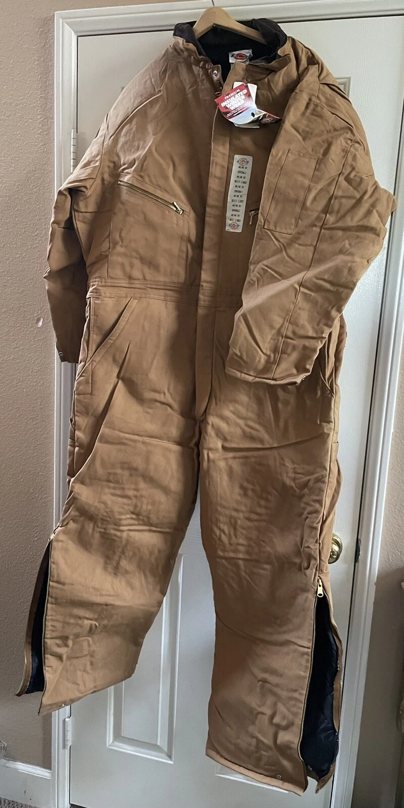 Dickies Premium Insulated Coverall Men’s Size 46/48 Short - Tan Quilt-Lined Work