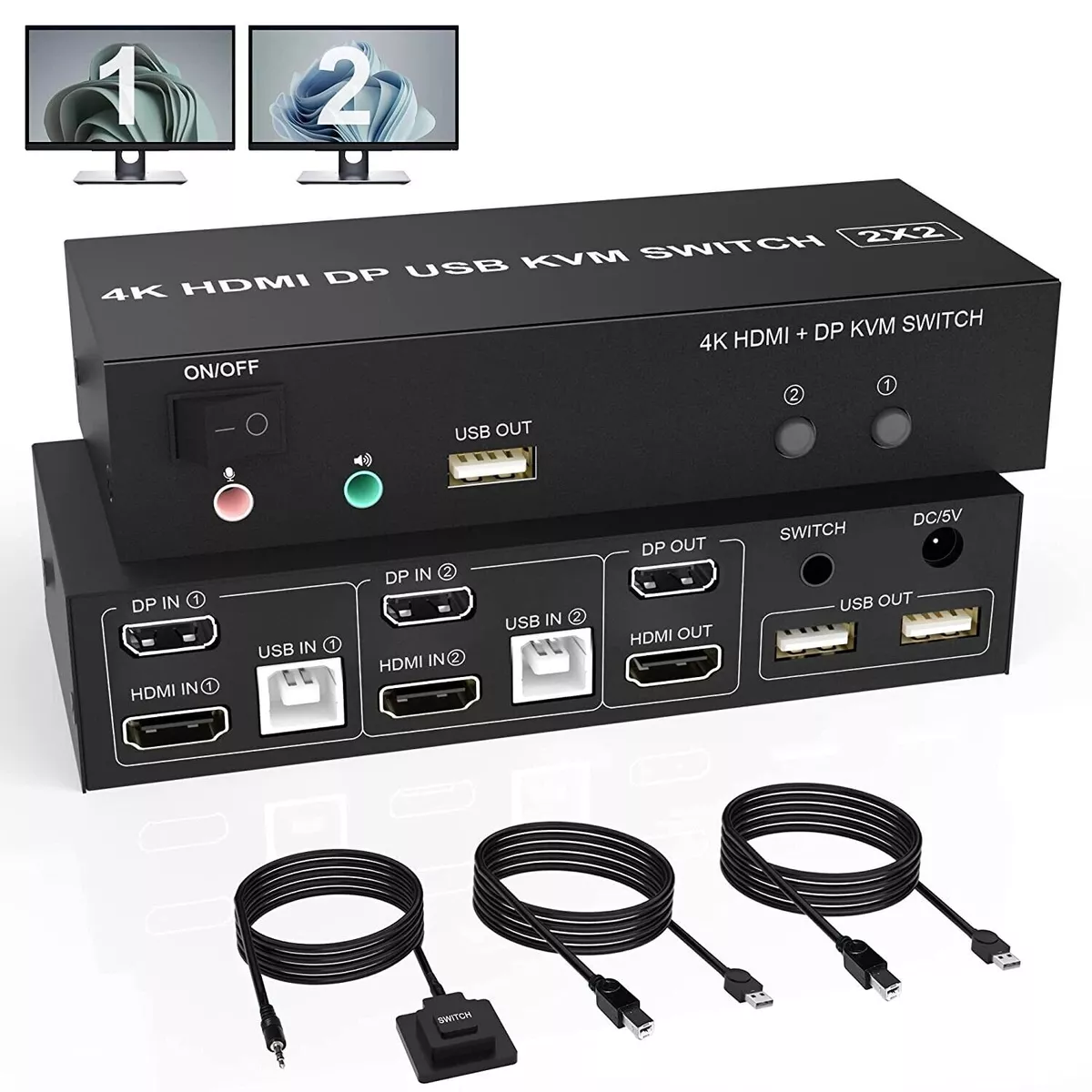 Plug And Play avec des câbles Ordinateur portable KVM Switch HDMI