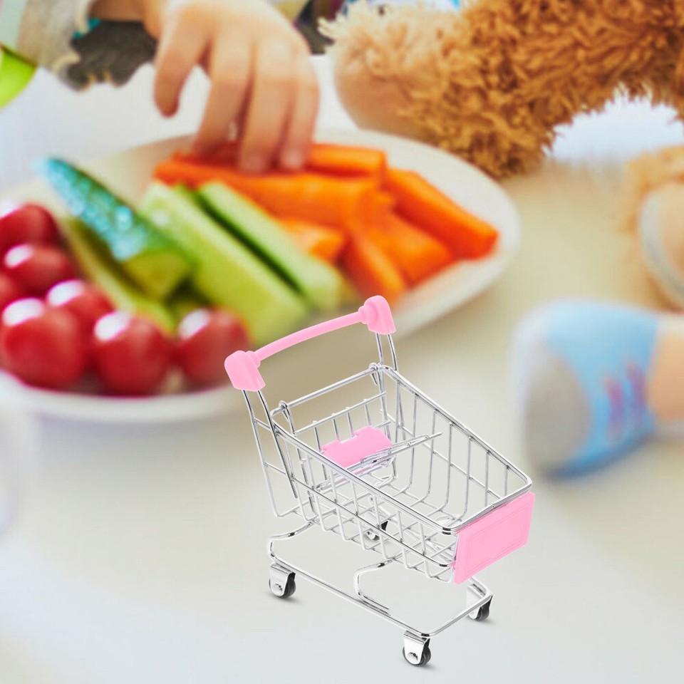 Mini Chip Small Shopping Cart Fruit Basket Grocery Model Airplane Metal