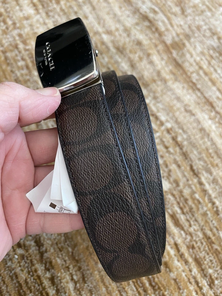 Coach Mens Dress Plaque Cut To Size Reversible Belt In Signature Canvas F64828 - Image 2 of 4