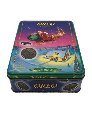 Oreo 1995 Unlock the Magic Christmas Collectible Cookie Tin, Green
