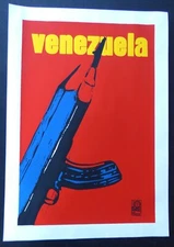 SOLIDARITY with VENEZUELA / Cuban Silkscreen Literacy Poster / OSPAAAL Cuba Art