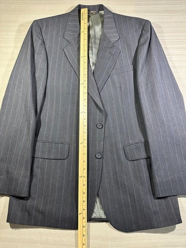Hunting Horn 2 Piece Suit and Pants Mens 42L 32X31.5 Black Stripe Vintage #1086 - Picture 2 of 22