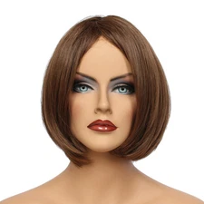 Classic Cap women Synthetic straight Short Medium Brown full wig HengFeng ZP16