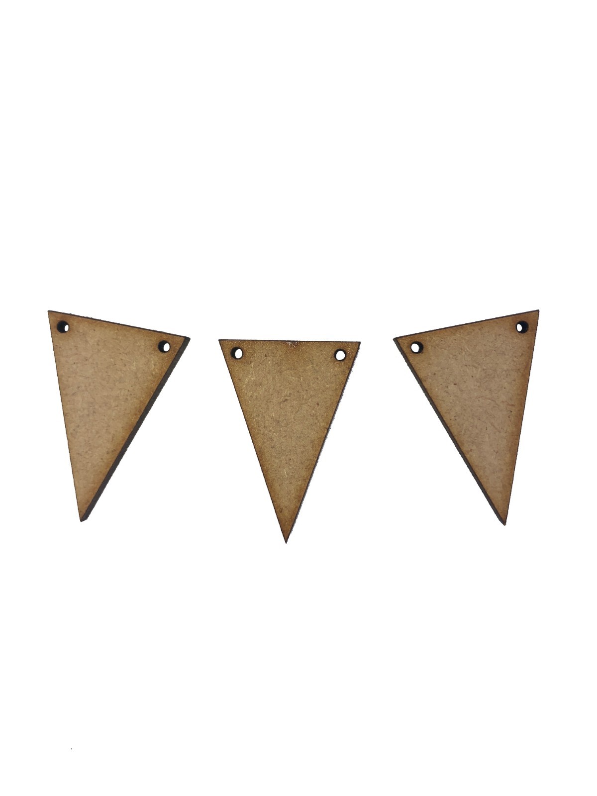 20x Bunting Triangles w/holes 3cm Wood Craft Embelishments Laser Cut Shape MDF