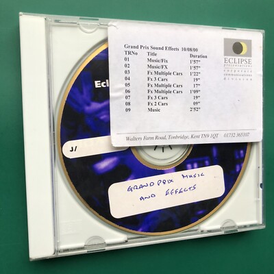 Eclipse GRAND PRIX MUSIC & SOUND EFFECTS Library FX Soundtrack CD Multiple Cars