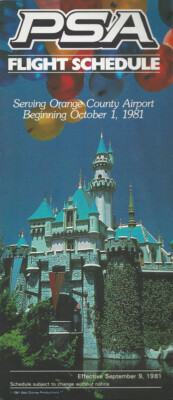 PSA Pacific Southwest Airlines system timetable 9/9/81 [0111] Buy 4 ...