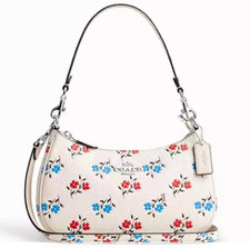 Coach Teri Shoulder Bag Pebble Leather Floral Print Chalk/Multi CT830 NEW  NIP  