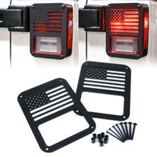 Xprite Pair Of Rear Tail Lights Guard Cover U.s Flag For 07-18 Jeep Wrangler Jk