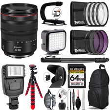 Canon RF 24-105mm IS USM Lens - Video Kit Flash - 64GB Accessory Bundle