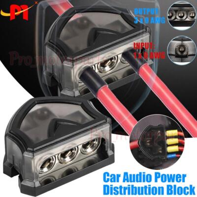 3-Way Distribution Block 0 Gauge In & Out Car Audio Amp Power Ground Distributor