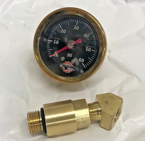 BRASS OIL PRESSURE GAUGE rr MOUNT SHOVELHEAD EVO BIG TWIN 70-99 softail black - Afbeelding 2 van 3