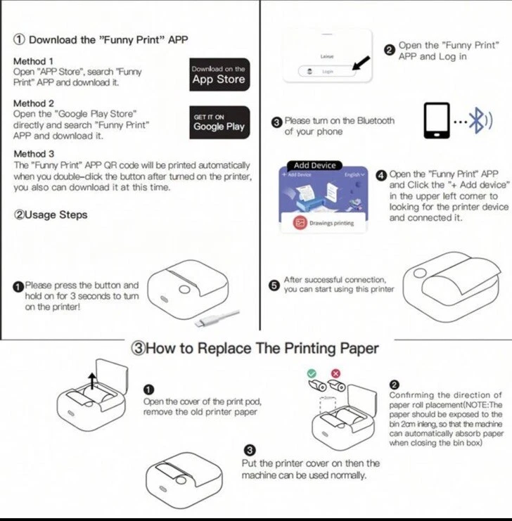 Portable Mini Sticker Photo Printer for iOS and Android