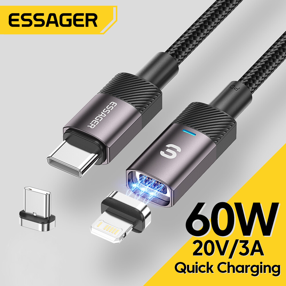 Essager Magnetic Cable for iPhone USB C to USB C 60W 20W PD Fast