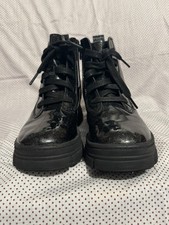 UGG Kids Ashton Lace Up Black Glitter Coated Synthetic Boots Size 2
