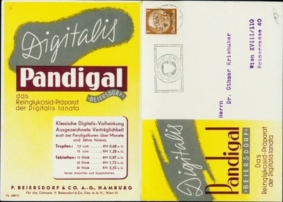 Folding Postcard Digitalis Pandigal, Pure Glycoside Preparation, Beiersdorf AG... - 10592468