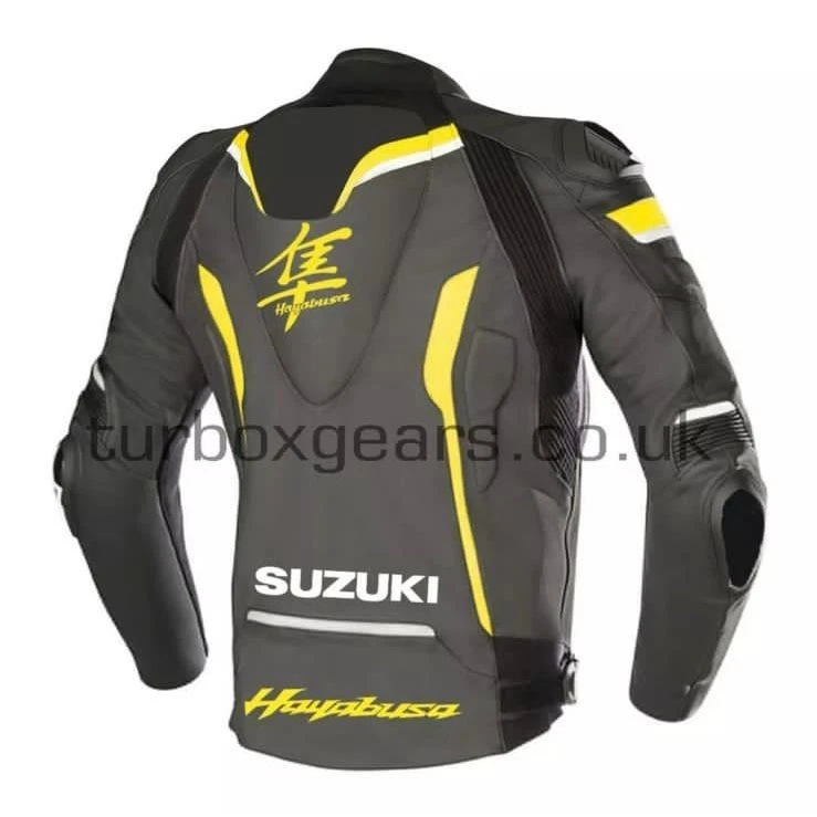 Suzuki  Racing Men’s Motorcycle Leather Jacket CE Armored Biker Gear — 第 4/4 张图片