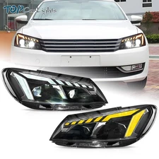 VLAND LED Projector Headlights For 2011-2015 Volkswagen VW Passat W/ Animation