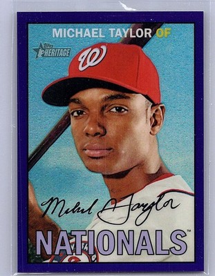 2016 Topps Heritage Purple Refractor Michael Taylor #453 SP Washington Nationals