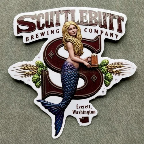 Scuttlebutt Brewing Company Sticker Beer Vinyl 3” Everett Washington Mermaid