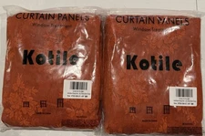 Kotile Curtain Panels Window Treatment Floral Sheer Curtains Orange52 X 80 Inch