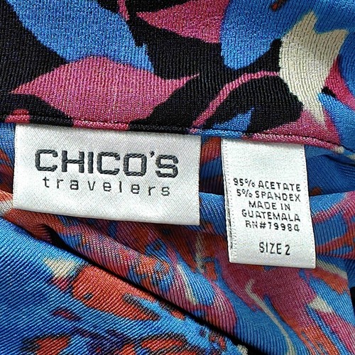 Chico's Travelers Floral Cardigan Jacket Size Large / 2 Slinky One Button - Picture 5 of 6