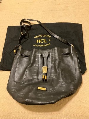 Vintage HCL Black Leather Hobo Handbag