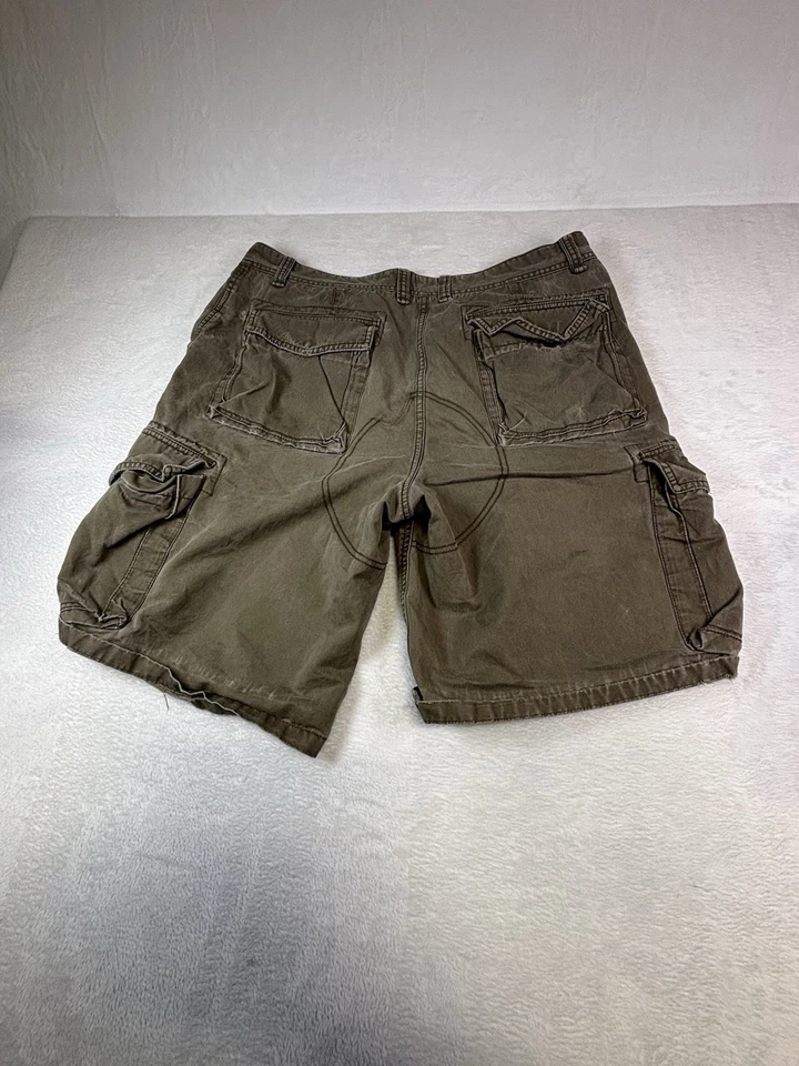 Y2K Old Navy Mens 38 Canvas Paratrooper Cargo Shorts Cotton Distressed Military - Image 2 of 4