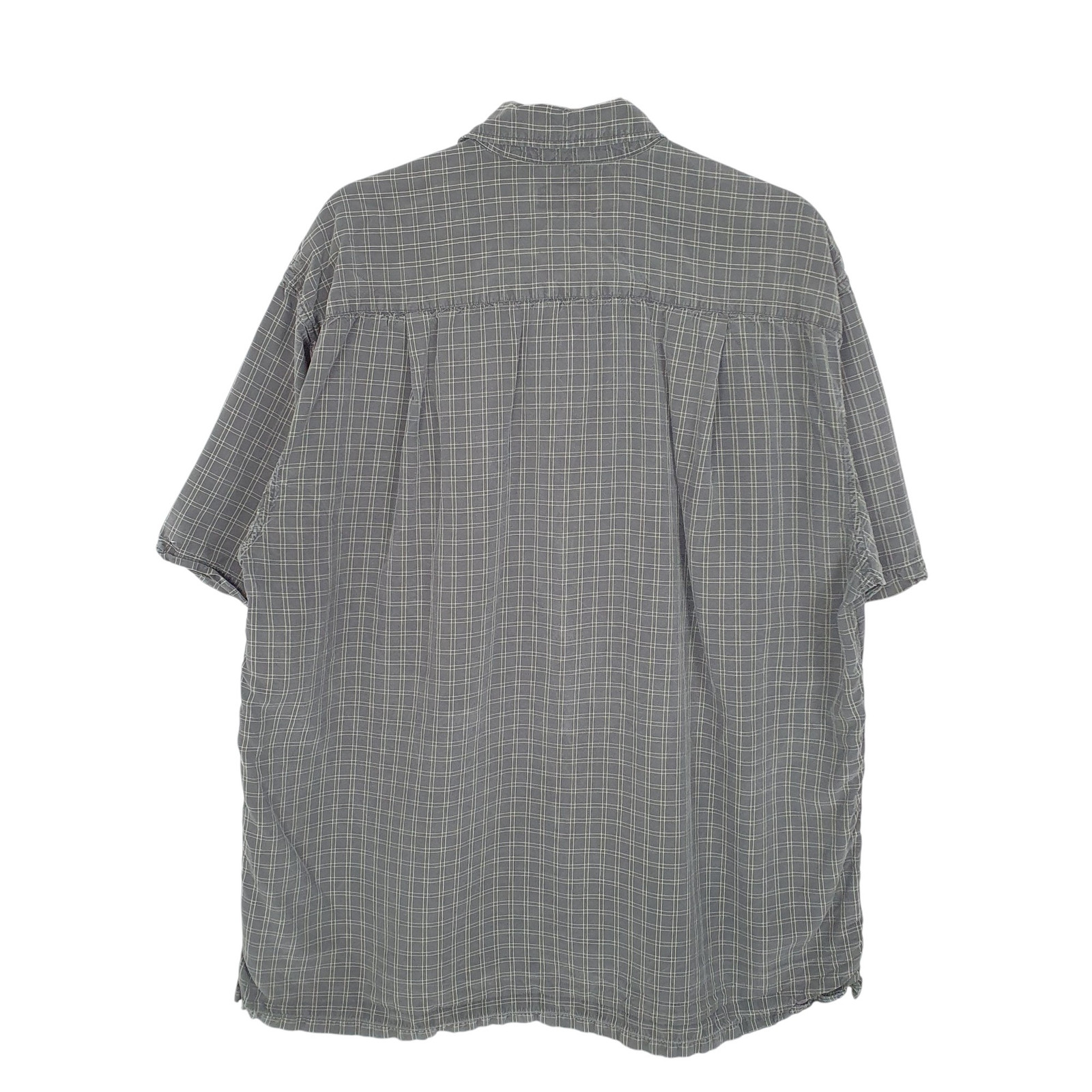 NAUTICA Grey Check Shirt Short Sleeve Casual Silk Mens XL image 3