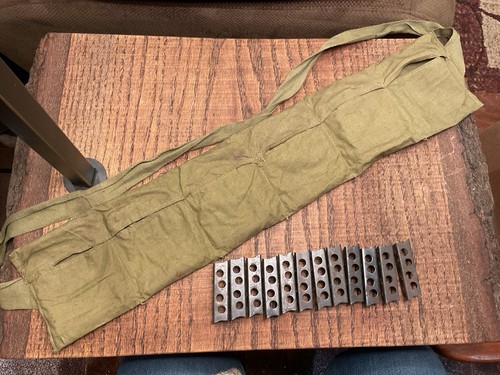 Set of 10 Original WW2 303 British Enfield Stripper Clip Clips with Bandoleer