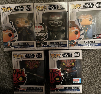 Funko Pop! Vinyl: Star Wars - Ahsoka, Wrecker, Maul (GameStop) #409, #413, #414 