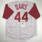 Autographed/Signed ERIC DAVIS Cincinnati Pinstripe Baseball Jersey JSA COA Auto