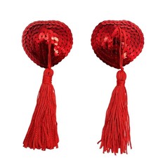 Sexy Red Nipple Tassels Sequin Rude Sparkly Lingerie Fun Exciting Stick on Cover