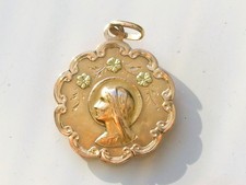 Médaille Pendentif Religieux Plaqué Or - Datée De 1934 - Bijou Vintage Et Pieux - Référence 142-40/1-4
